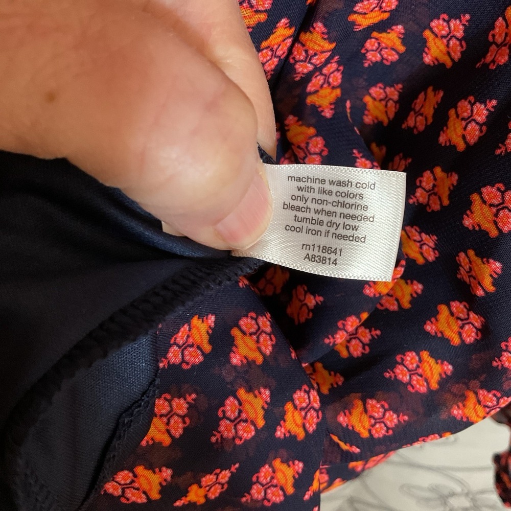 Lane Bryant Floral Print Long Sleeve Blouse Women Size 28 Navy/orange/ Pink - Picture 9 of 9